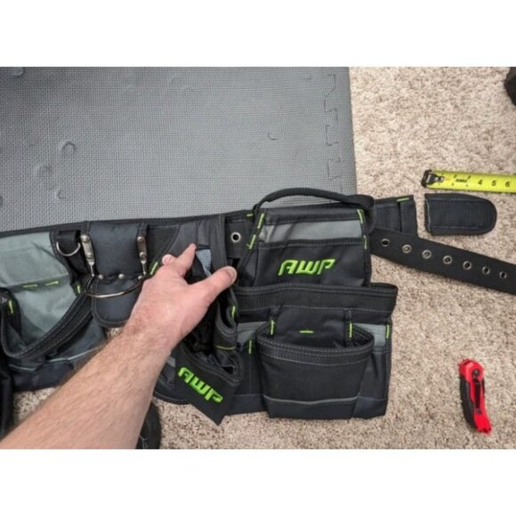 Carpenter Tool Rig with Carry Handles Premium Tool Belt Air-Mesh Padded Belt - Picture 1 of 2
